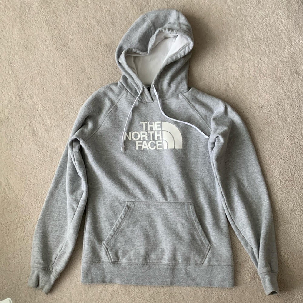 NorthFace Cotton Light grey hooded sweatshirt, size Medium (fits like small)